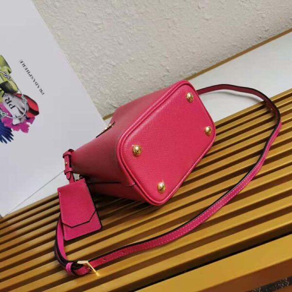 Prada Women Small Saffiano Leather Prada Panier Bag-Rose - Image 5