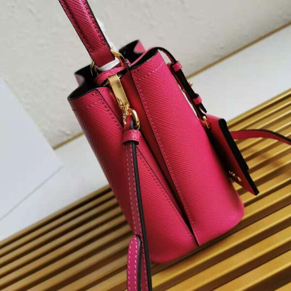 Prada Women Small Saffiano Leather Prada Panier Bag-Rose - Image 6