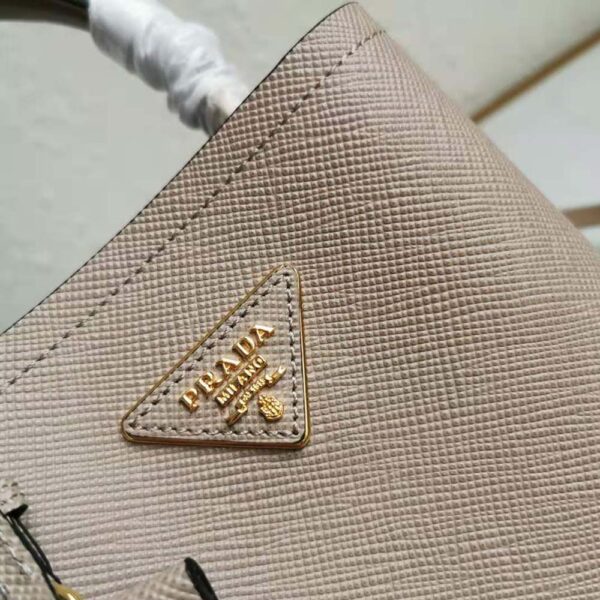 Prada Women Small Saffiano Leather Prada Panier Bag-Sandy - Image 9