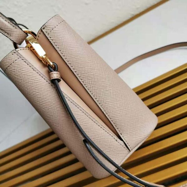 Prada Women Small Saffiano Leather Prada Panier Bag-Sandy - Image 6