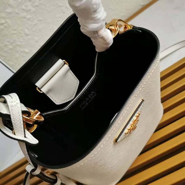 Prada Women Small Saffiano Leather Prada Panier Bag-White - Image 10