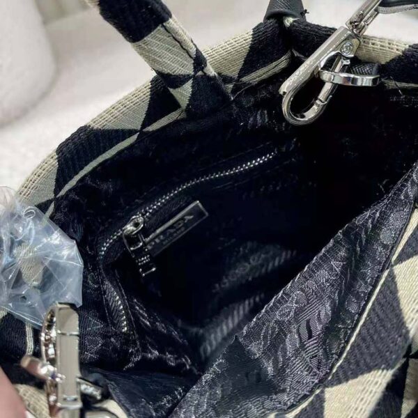 Prada Women Symbole Jacquard Fabric Micro Bag-Beige - Image 10