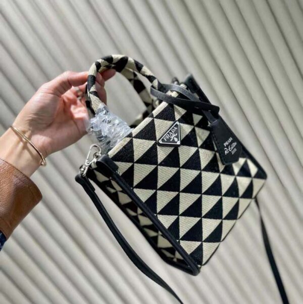 Prada Women Symbole Jacquard Fabric Micro Bag-Beige - Image 6