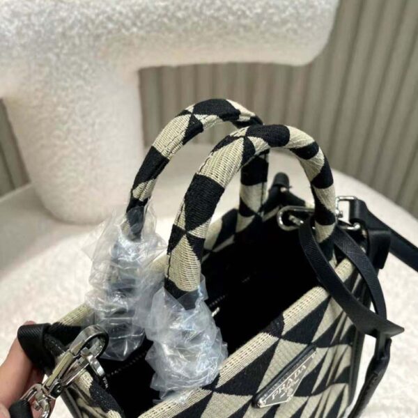 Prada Women Symbole Jacquard Fabric Micro Bag-Beige - Image 9