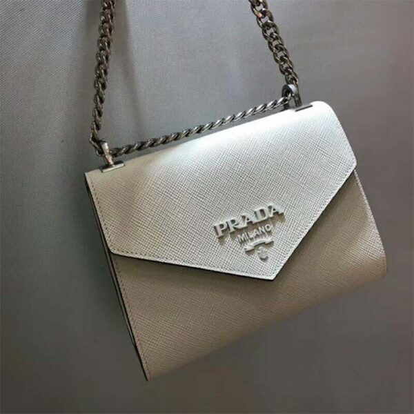 Prada Monochrome Saffiano Leather Bag-White - Image 2